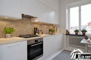 欧式风格小户型白色富裕型厨房橱柜设计图