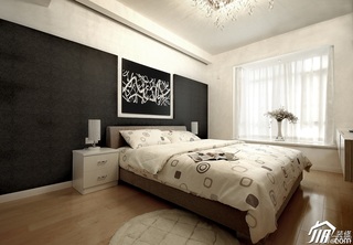 简约风格二居室时尚白色富裕型卧室卧室背景墙床效果图