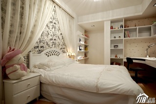 简约风格二居室时尚白色富裕型卧室卧室背景墙床效果图