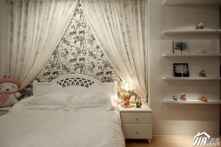 简约风格二居室时尚白色富裕型卧室卧室背景墙床图片