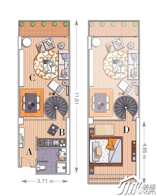 简约风格公寓10-15万120平米设计图纸