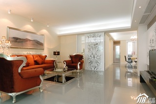 欧式风格二居室古典白色富裕型客厅沙发背景墙沙发效果图