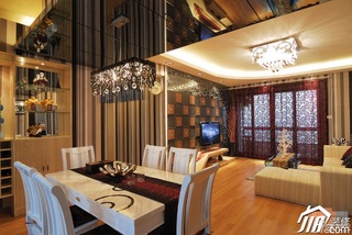 简约风格公寓温馨暖色调富裕型90平米餐厅电视背景墙沙发图片