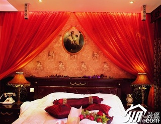 中式风格三居室富裕型卧室床图片