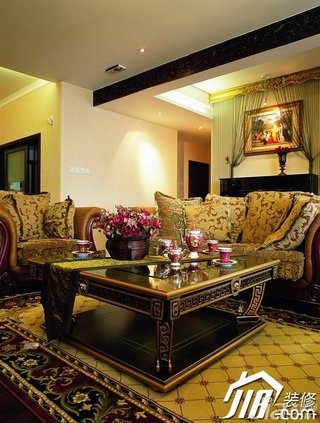 中式风格三居室富裕型客厅沙发图片