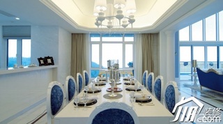 地中海风格别墅乐活蓝色豪华型餐厅餐厅背景墙灯具效果图