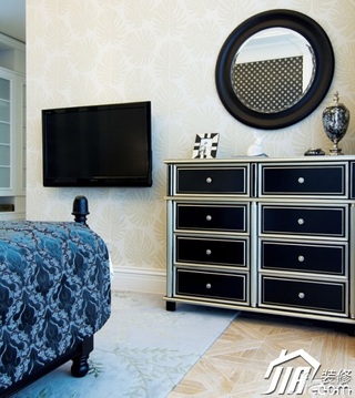 地中海风格别墅大气豪华型卧室电视背景墙床图片