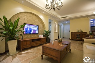 新古典风格二居室古典米色富裕型客厅电视背景墙沙发图片