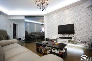 简约风格二居室富裕型客厅电视背景墙沙发效果图