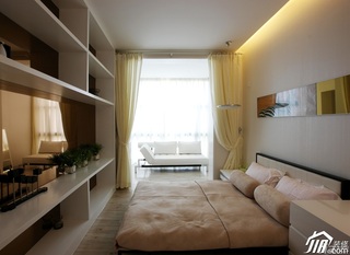 简约风格公寓富裕型卧室卧室背景墙床效果图