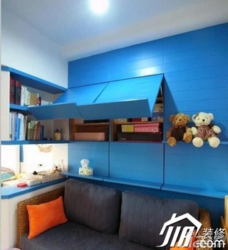 地中海风格小户型蓝色富裕型客厅沙发背景墙沙发效果图