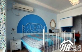 地中海风格小户型乐活蓝色富裕型卧室卧室背景墙床效果图