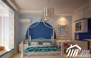 地中海风格小户型乐活蓝色富裕型卧室卧室背景墙床图片