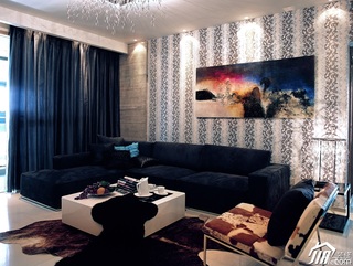 混搭风格四房奢华灰色豪华型客厅沙发背景墙沙发图片