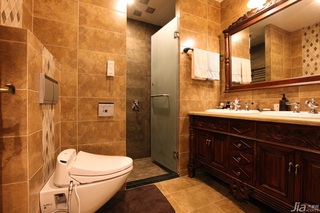 欧式风格别墅稳重卫生间背景墙洗手台图片