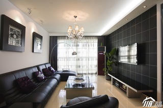简约风格二居室稳重黑色富裕型客厅沙发背景墙沙发效果图