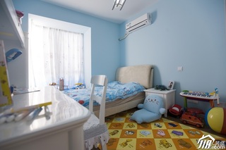 简约风格二居室稳重蓝色富裕型儿童房床图片