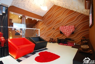 欧式风格复式豪华型背景墙沙发婚房家装图