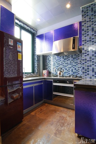 欧式风格复式紫色豪华型厨房橱柜婚房家居图片