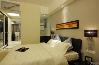 简约风格公寓温馨暖色调富裕型卧室卧室背景墙床图片