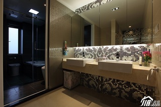 欧式风格公寓富裕型卫生间背景墙洗手台婚房家装图