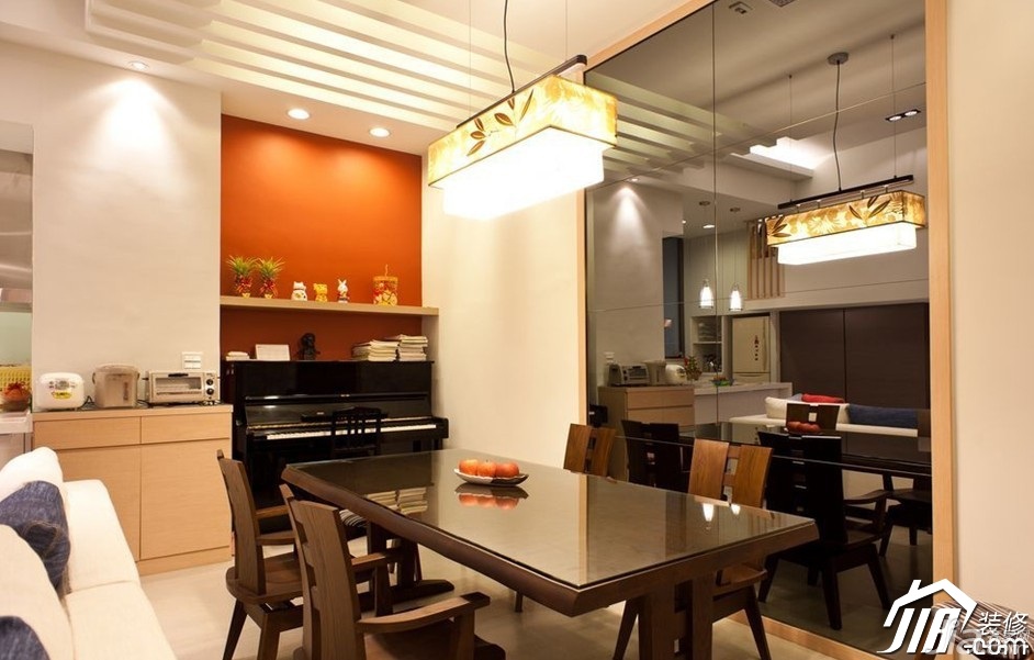 15-20万装修,混搭风格,富裕型装修,别墅装修,餐厅,灯具,餐桌,背景墙