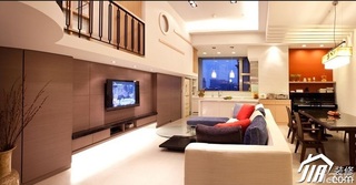 混搭风格别墅简洁15-20万客厅电视背景墙沙发效果图