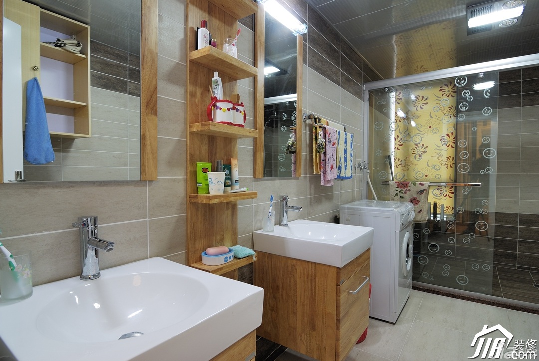 小户型装修,富裕型装修,混搭风格,卫生间,洗手台,浴室柜,卫浴挂件,灯具