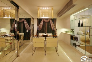 欧式风格公寓温馨暖色调豪华型餐厅背景墙窗帘效果图