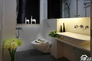 欧式风格别墅简洁豪华型卫生间背景墙洗手台图片