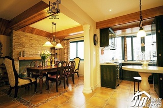 欧式风格别墅古典暖色调富裕型140平米以上餐厅餐桌图片