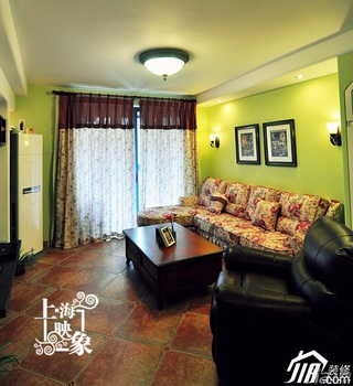 田园风格二居室温馨绿色富裕型客厅沙发背景墙沙发图片