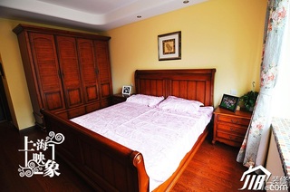 田园风格二居室温馨绿色富裕型卧室卧室背景墙床效果图