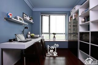 简约风格公寓稳重冷色调富裕型书房窗帘效果图