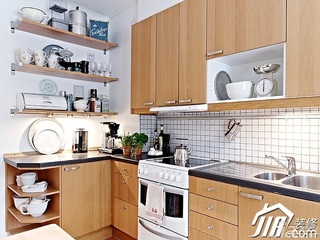 宜家风格小户型小清新原木色经济型50平米厨房橱柜设计
