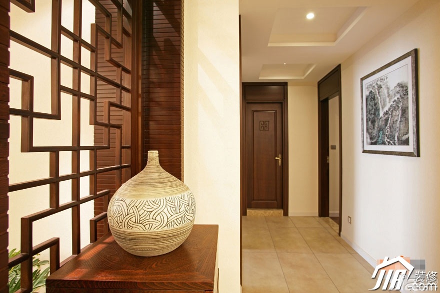 混搭风格,中式风格,富裕型装修,120平米装修,公寓装修,新古典风格,走廊,装饰画