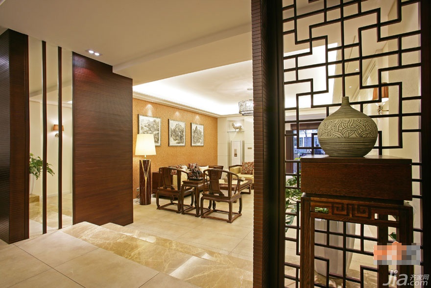 混搭风格,中式风格,富裕型装修,120平米装修,公寓装修,新古典风格,客厅,沙发,茶几,灯具,装饰画