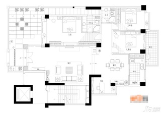 混搭风格公寓富裕型120平米设计图