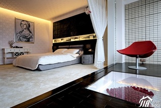 混搭风格复式富裕型卧室床图片