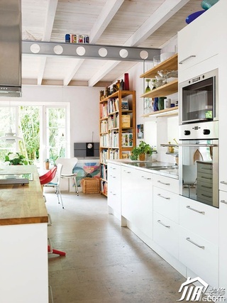 简约风格公寓小清新白色经济型130平米厨房橱柜设计图