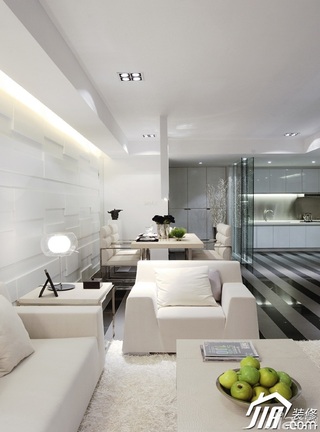 简约风格公寓简洁白色富裕型客厅沙发图片