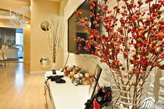 简约风格一居室温馨暖色调富裕型电视背景墙效果图