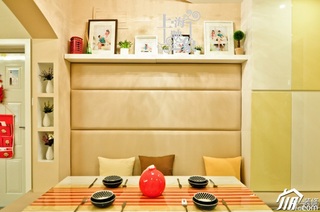 简约风格一居室温馨暖色调富裕型餐厅餐桌图片
