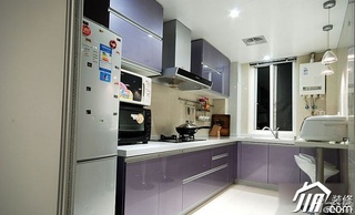 简约风格二居室实用紫色20万以上90平米厨房橱柜婚房设计图纸