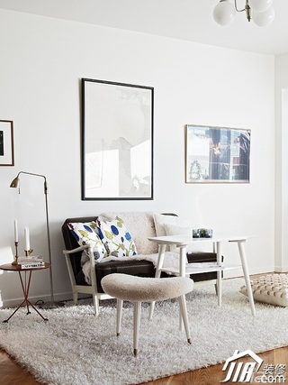 北欧风格小户型小清新白色经济型50平米客厅背景墙沙发效果图