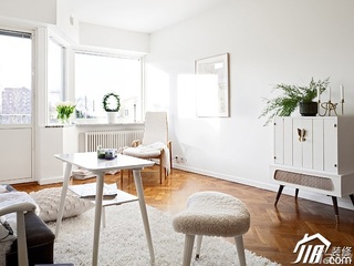 北欧风格小户型小清新白色经济型50平米客厅背景墙装修图片
