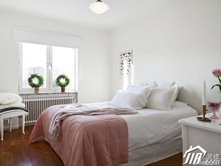 北欧风格小户型小清新白色经济型50平米卧室床图片
