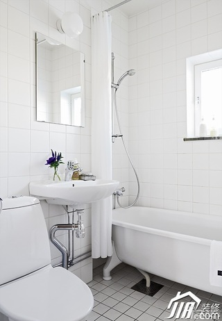 北欧风格小户型小清新白色经济型50平米卫生间洗手台效果图