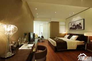 东南亚风格公寓简洁暖色调富裕型100平米卧室床效果图