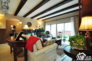 新古典风格别墅原木色富裕型140平米以上客厅沙发图片